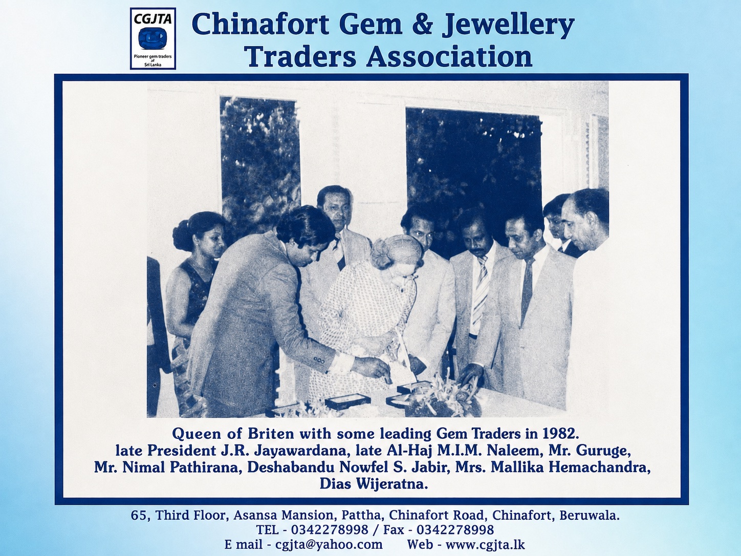 Historic 1982 photograph with leading Sri Lankan gem traders