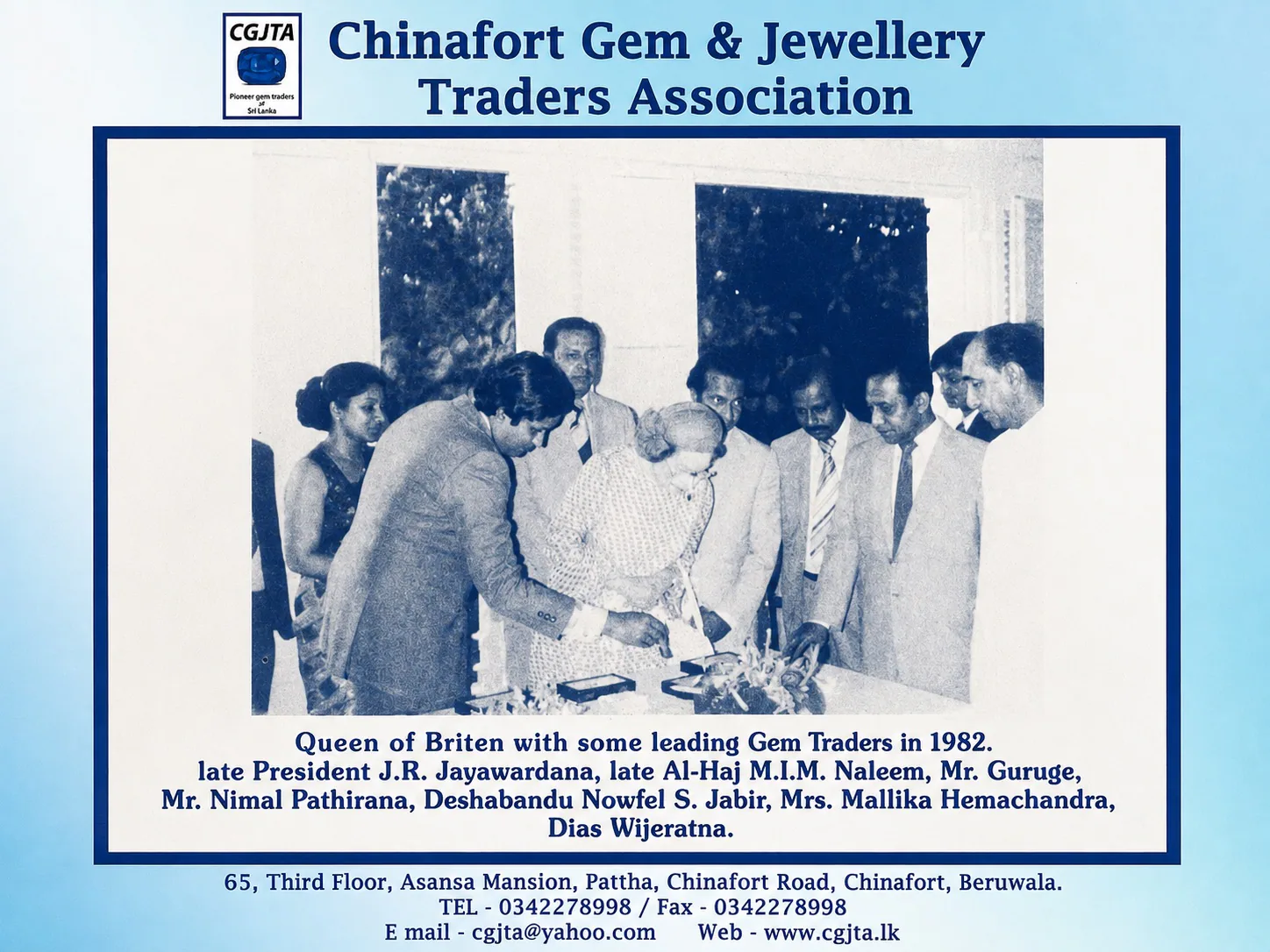 Historic 1982 photograph with leading Sri Lankan gem traders