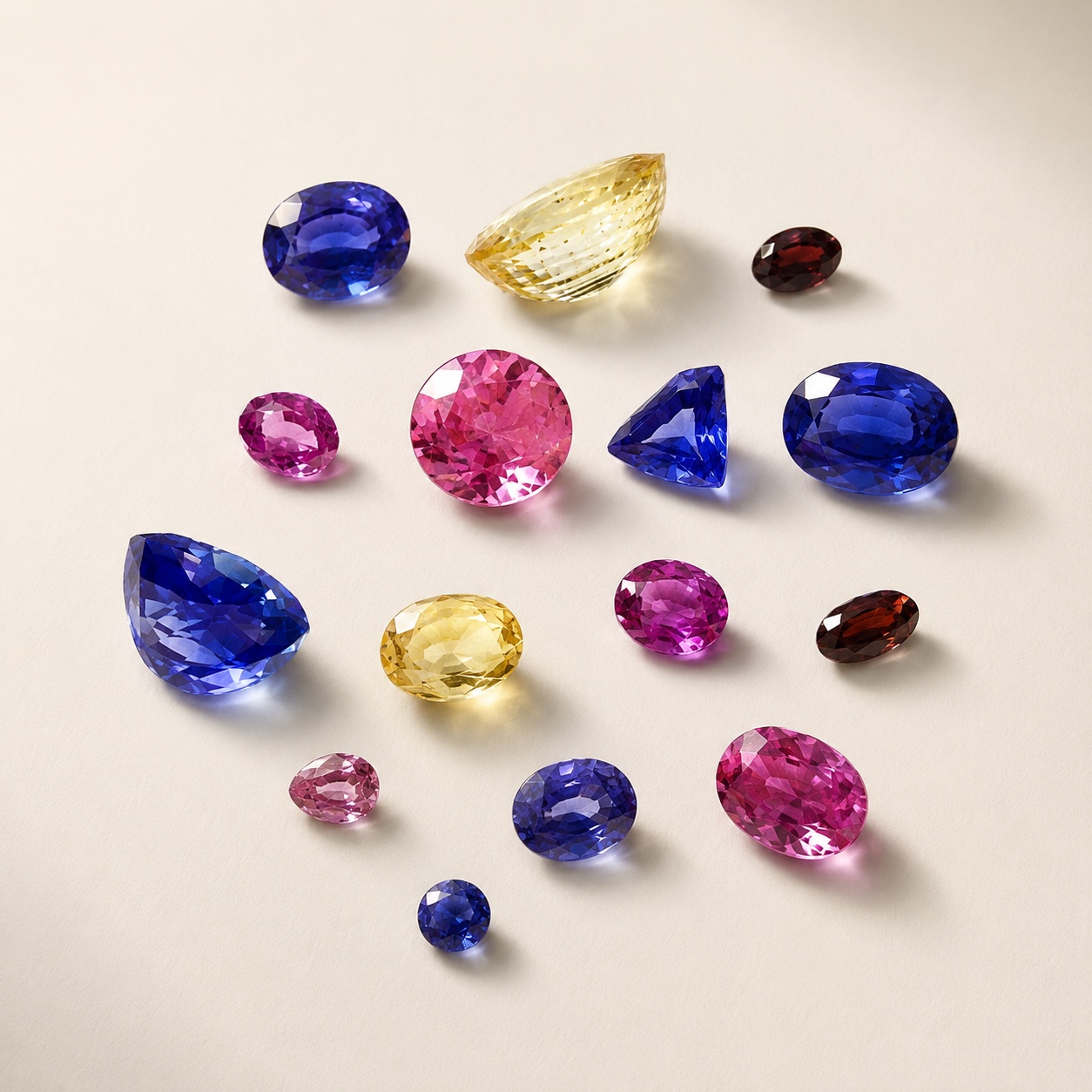 Selection of rare natural gemstone varieties