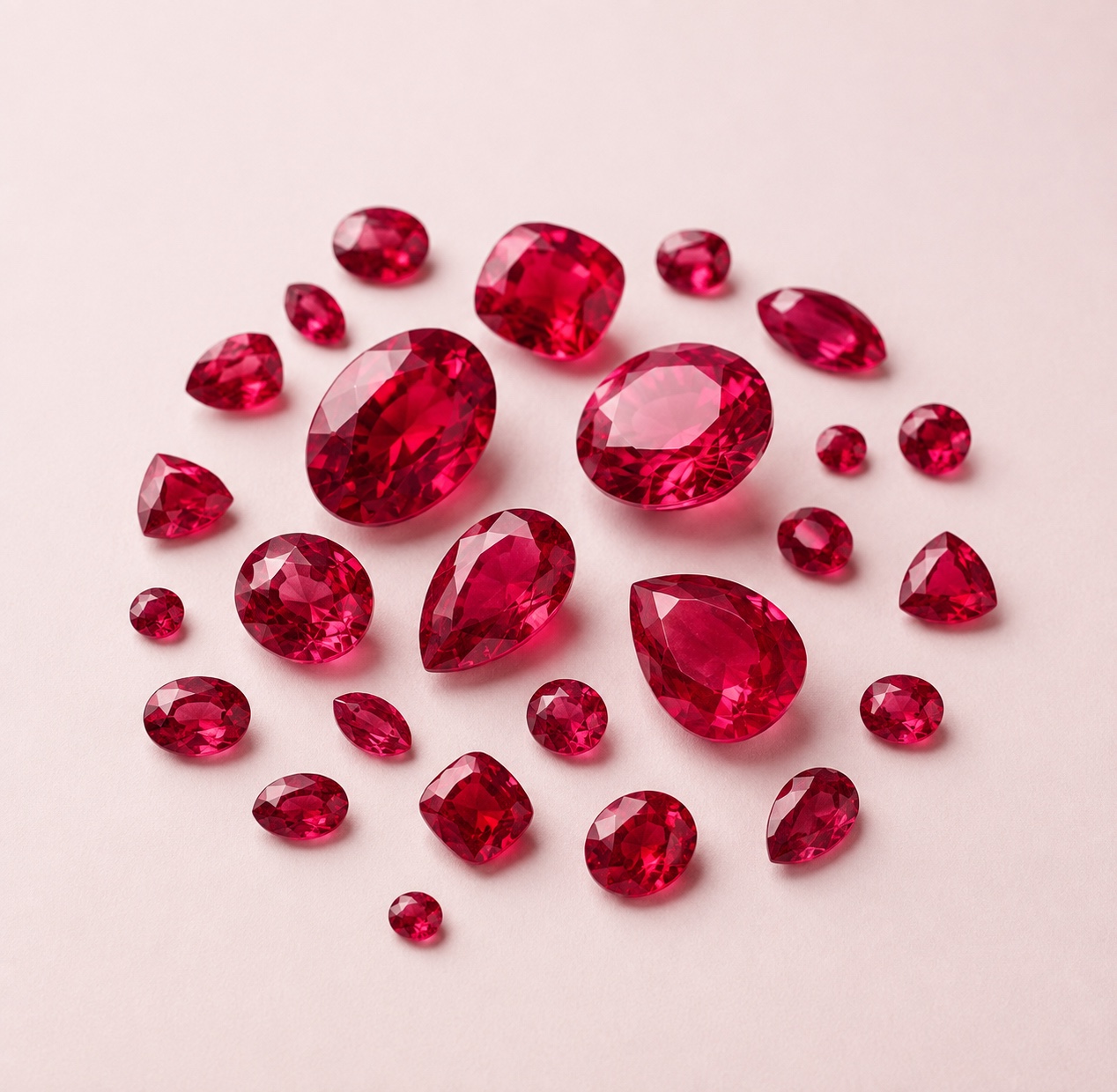 Selection of polished natural rubies