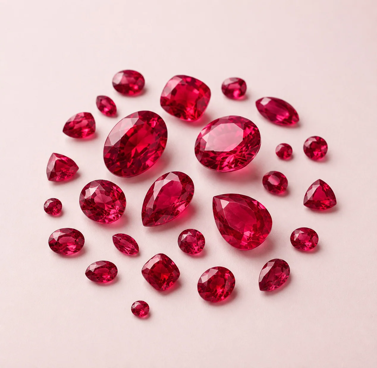 Selection of polished natural rubies