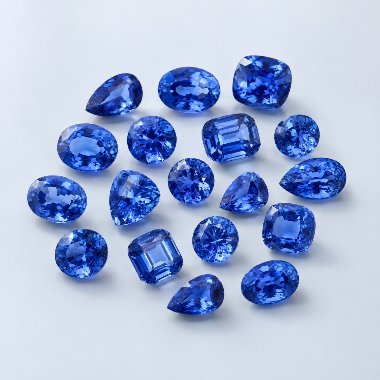 Selection of polished blue sapphires