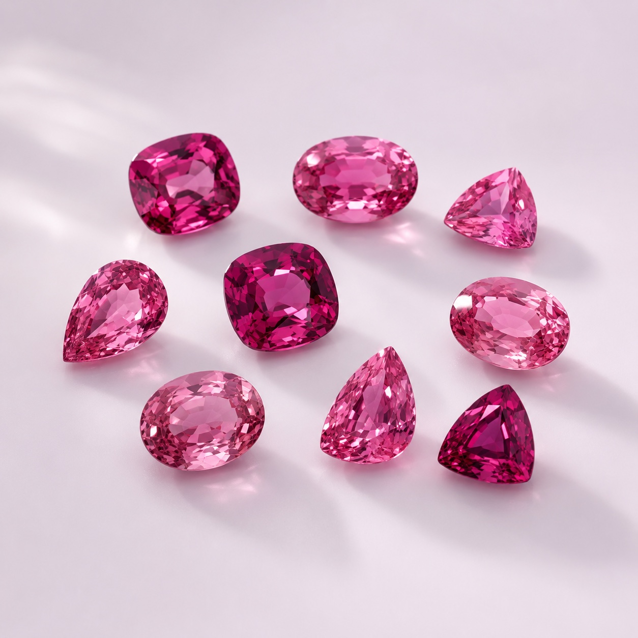Selection of polished pink spinels